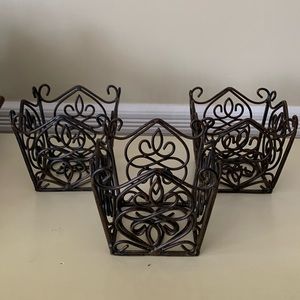 Southern Living at Home~Trio of Small Decorative Brown Metal Baskets